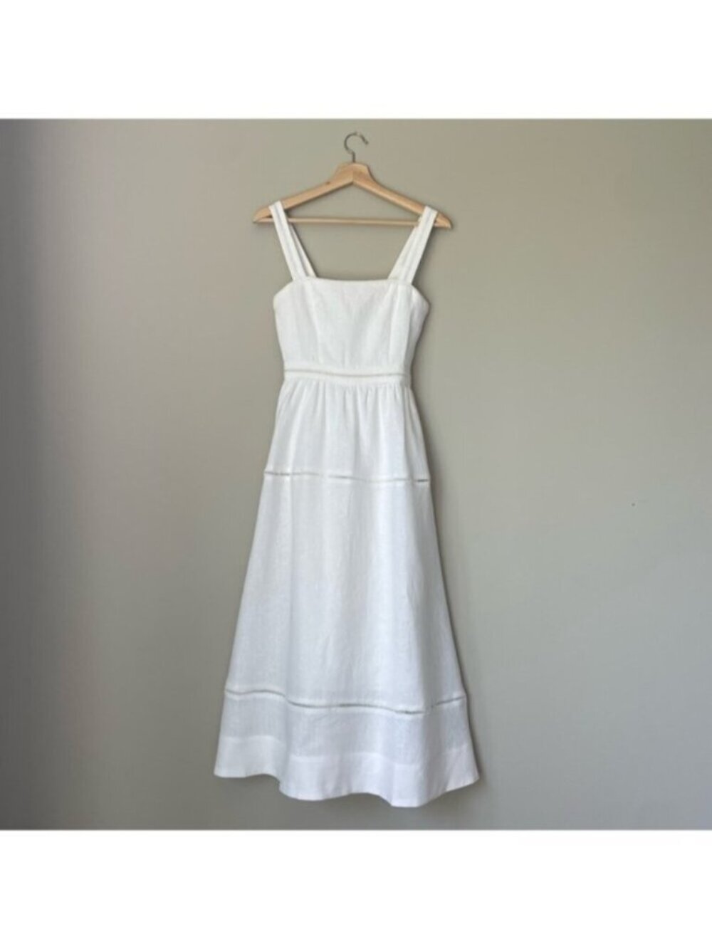 NEW Reformation Everett Linen Midi Dress White | US 6 UK 10 - Picture 7 of 16